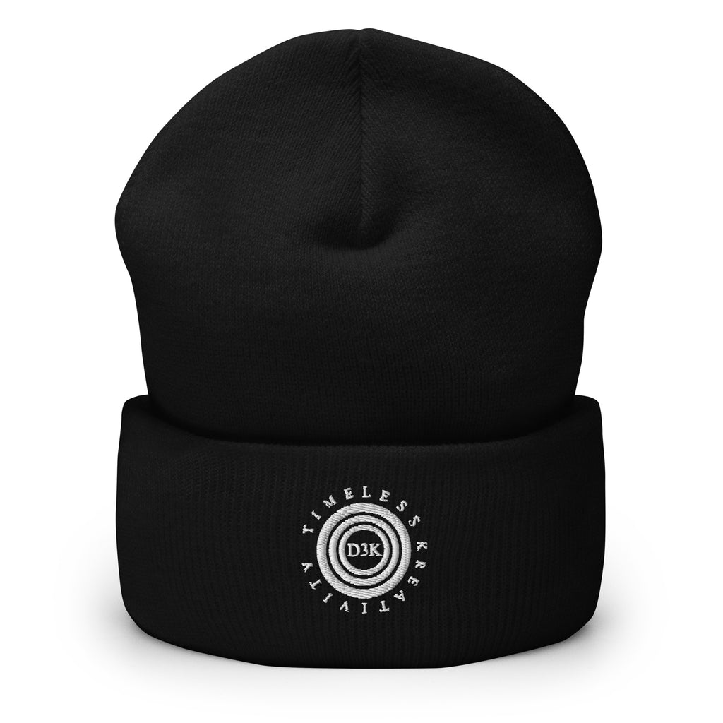 Cuffed Beanie In Black with (The White D3K Logo)